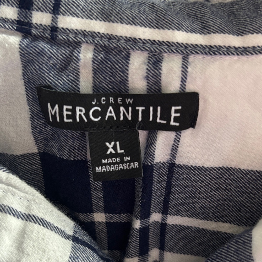 J. Crew Mercantile Navy and White Plaid Shirt Dress - Picture 2 of 4